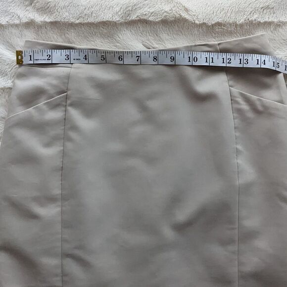 H&M beige cotton blend pencil skirt lined size 8 B1 - Picture 7 of 9